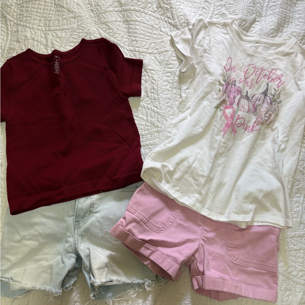 Kids Burgundy and White T-Shirts Set